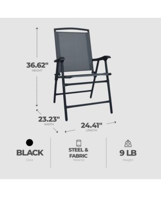 Sunny Isles Outdoor Folding Lounge Chairs, 4 Pack, Black