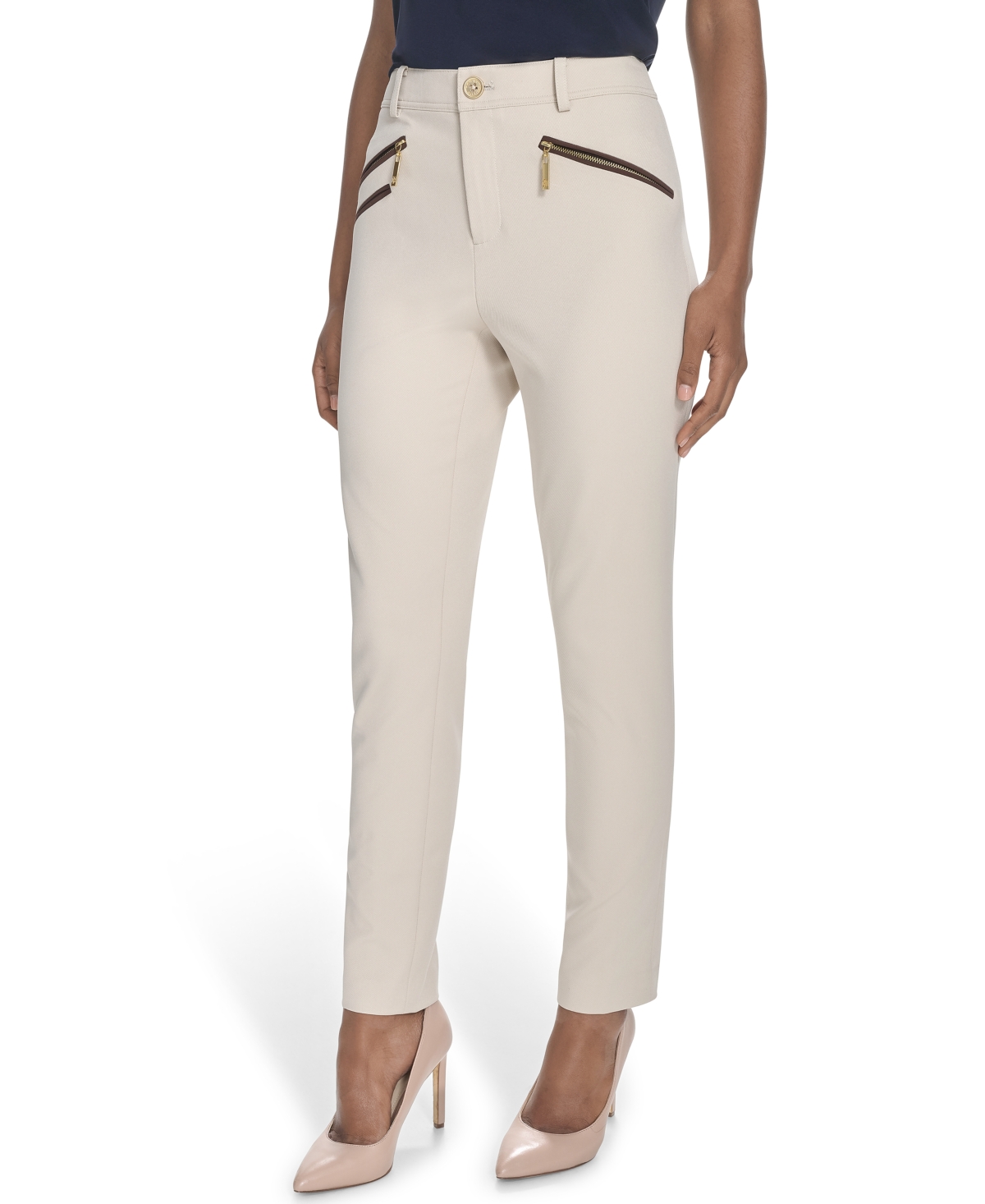 Tommy Hilfiger Women's Mid-rise Slim-fit Ankle Pants In Neutral