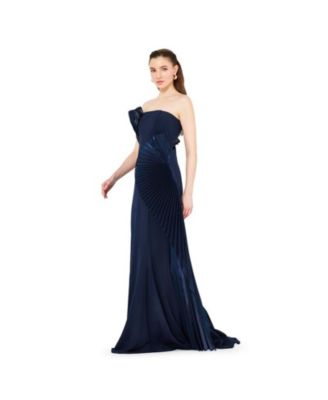 3D Pleated Drape Strapless Gown