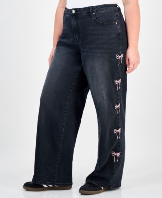Madden Girl - Trendy Plus Ultra 90's Bow-Detail Straight Jeans