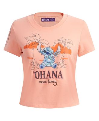 Women's Light Pink Lilo and Stitch Ohana Baby Doll T-Shirt