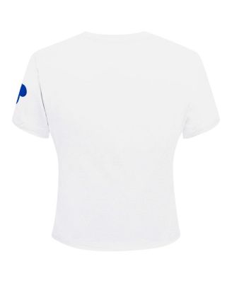 Women's White Mickey Friends Babydoll Cropped T-Shirt