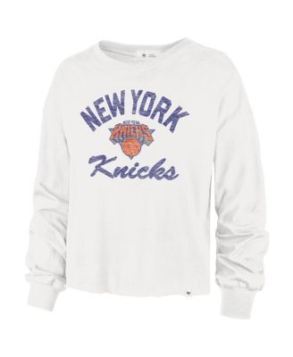 Women's Cream New York Knicks Parkway Wrapped Up Long Sleeve T-Shirt