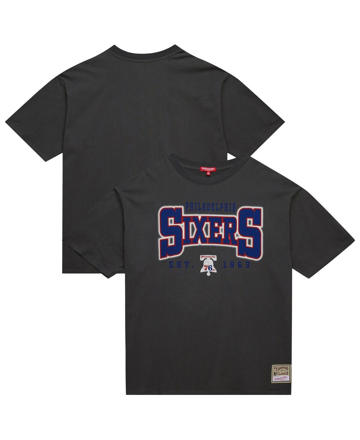 Women's Charcoal Philadelphia 76ers Hardwood Classics Oversized Boyfriend T-Shirt - Charcoal