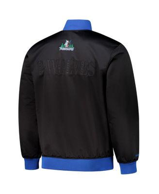Men's Black Minnesota Timberwolves Hardwood Classics Team OG 3.0 Lightweight Satin Full-Snap Jacket