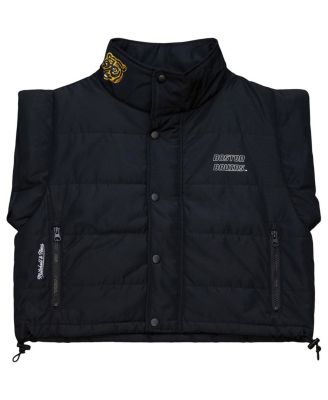 Women's&nbsp;Black Boston Bruins Cropped Full-Zip Puffer Vest