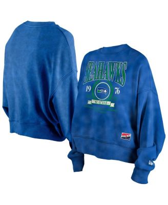 New Era - Women's Blue Seattle Seahawks Throwback Boxy Sweatshirt