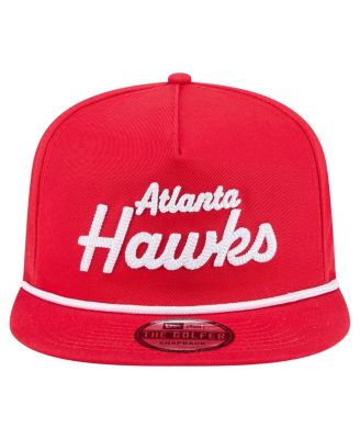 Men's Red Atlanta Hawks Team Text Golfer Snapback Hat
