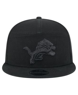 Men's Black Detroit Lions Adventure Canvas Split Panel 9FIFTY Snapback Hat