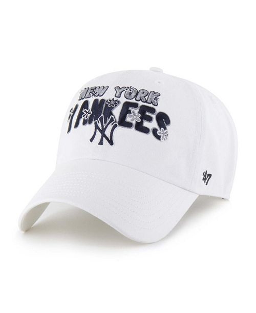 alfani '47 Brand Women's White New York Yankees Flower Power Clean Up Adjustable Hat Sports Fan Shop