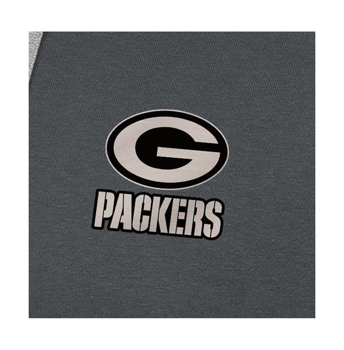Мужское худи Antigua Charcoal Green Bay Packers Brushed Carbon Victory Pullover — фото 4