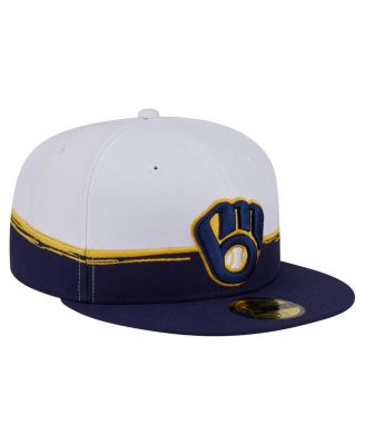 Men's Navy/White Milwaukee Brewers Paint Stroke 59FIFTY&nbsp;Fitted Hat