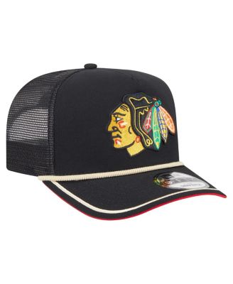 Men's Black Chicago Blackhawks Vintage Team Rope A-Frame 9FIFTY Snapback Hat