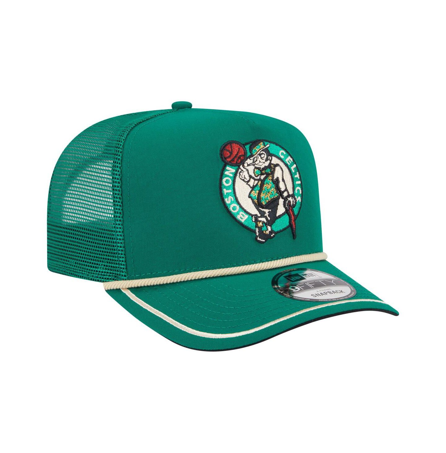 Мужская кепка New Era Kelly Green Boston Celtics Vintage Team Rope A-Frame 9FIFTY Snapback Hat — фото 3