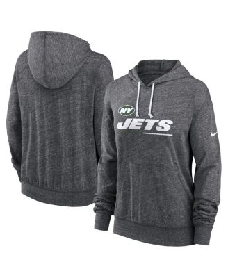 Women's Heather Charcoal New York Jets Team Spirit Gym Vintage Lightweight Hoodie Top
