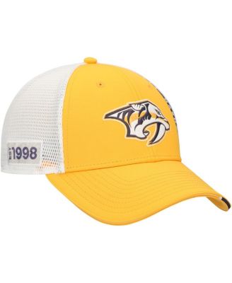 Men's Gold Nashville Predators Authentic Pro Draft Adjustable Trucker Hat