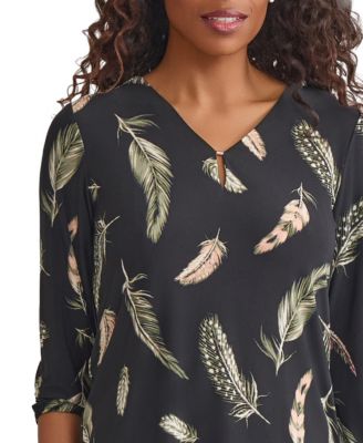 売れ筋商品|||ジョーンズニューヨーク カットソー トップス レディース Women's Printed Blouson Noodle Top Jones Black Multi Jones New York Women's Printed Blouson Noodle Top - Macy's
