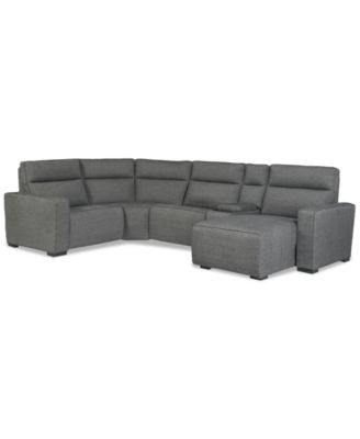 Miren 5-Pc. Fabric Sectional with 2 Power Headrest Recliners with Console