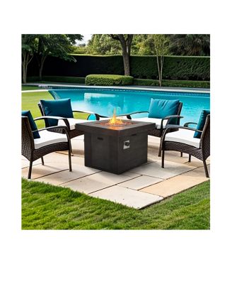 32 in. Outdoor Square Fire Pit -Black