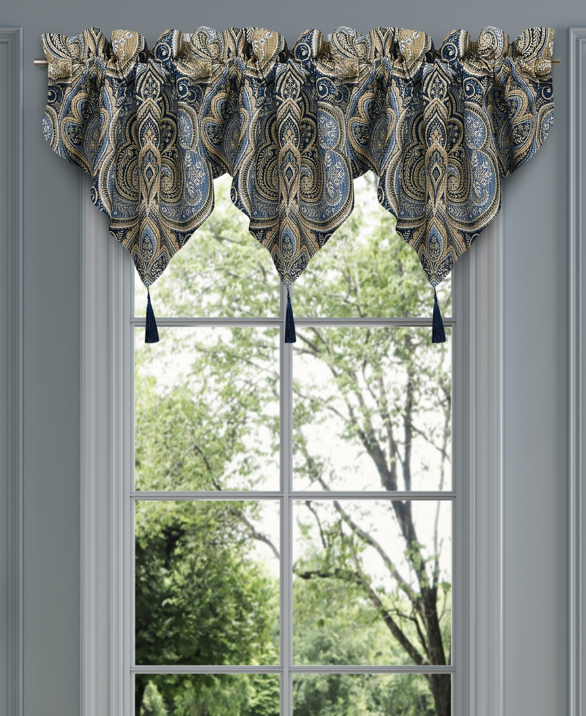 Messina Window Ascot Valance, 40" x 21" - Navy