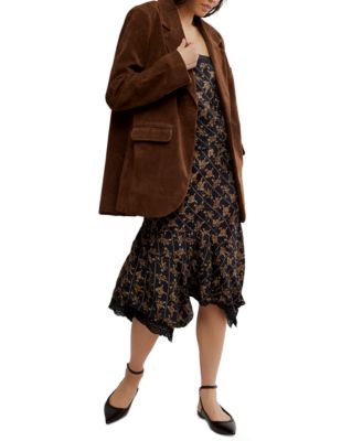 Women's Faux-Suede Button-Front Blazer