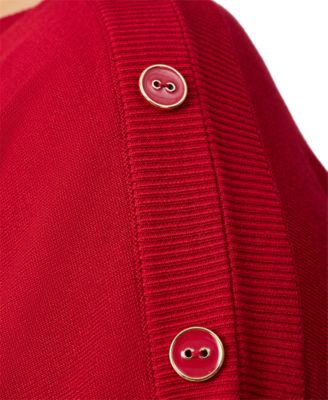 Plus Size Button-Trim Drop-Shoulder Sweater