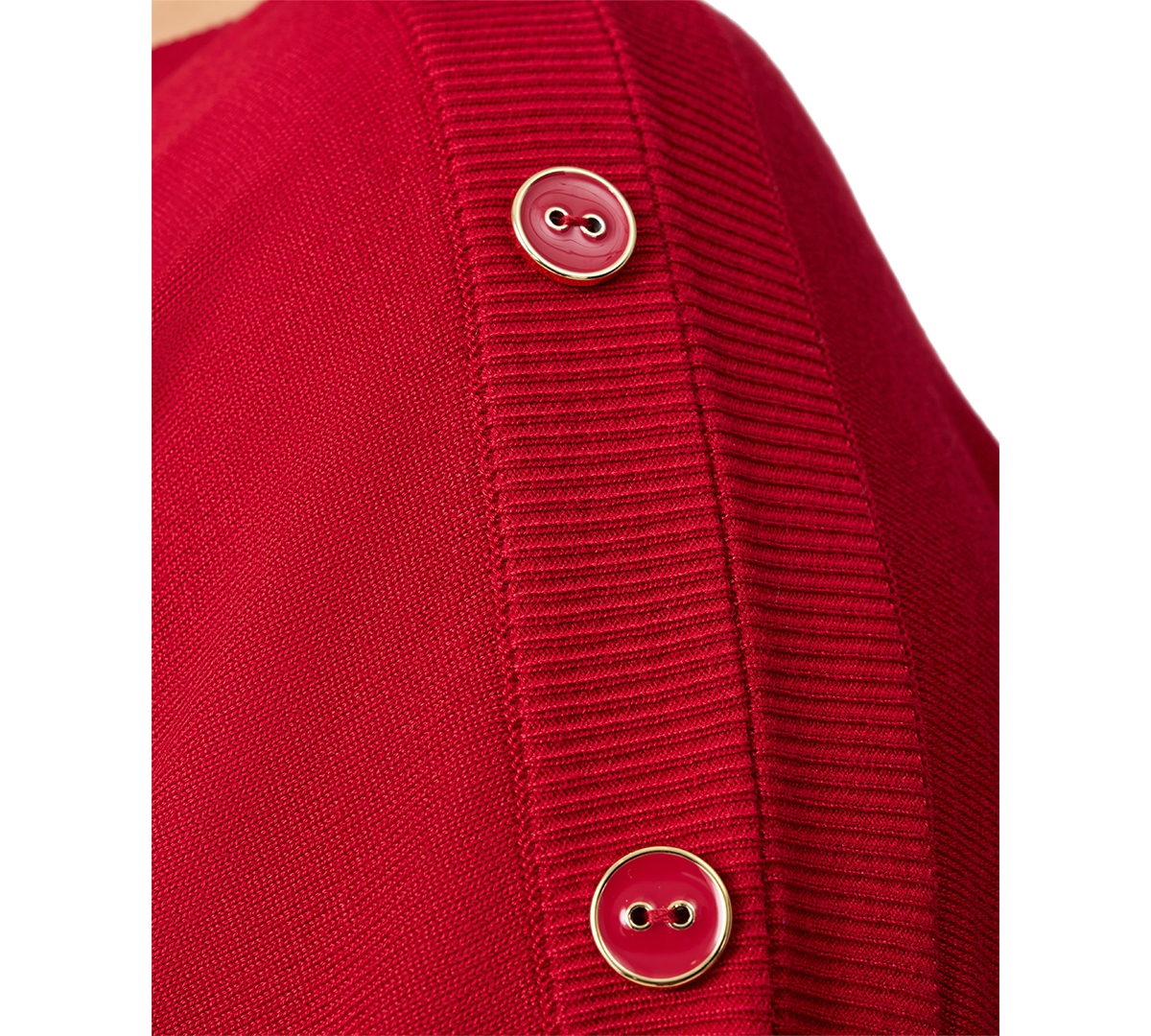Melissa Paige Plus Size Button-trim Drop-shoulder Sweater In Red