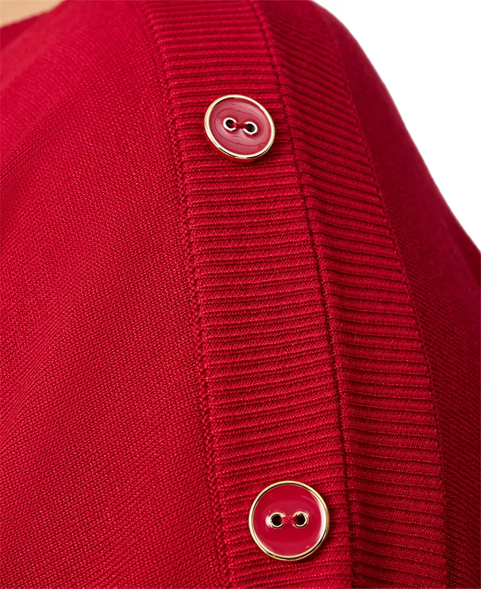 Plus Size Button-Trim Drop-Shoulder Sweater - thumbnail 8