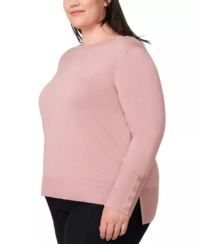 Plus Size Button-Cuff Boat-Beck Sweater - thumbnail 3