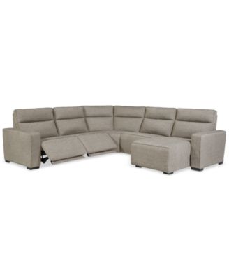 Miren 5-Pc. Fabric Chaise Sectional with 2 Power Headrest Recliners, Exclusively at Macy's
