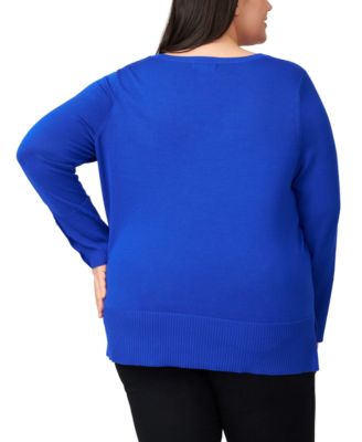 Plus Size Button-Cuff Boat-Beck Sweater