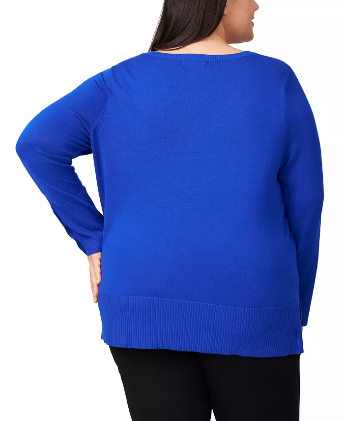 Plus Size Button-Cuff Boat-Beck Sweater - thumbnail 10