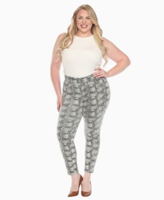 Plus Size Faux Suede Snake Print Pants