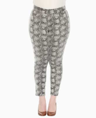Plus Size Faux Suede Snake Print Pants