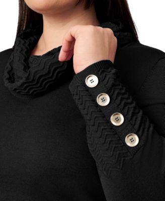 Plus Size Ribbed-Hem Cowl-Neck Sweater