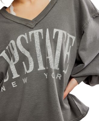 Women's Drop-Shoulder V-Neck Graphic Top 