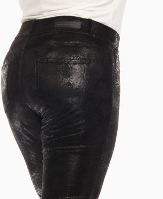 Plus Size Faux Suede Snake Print Pants