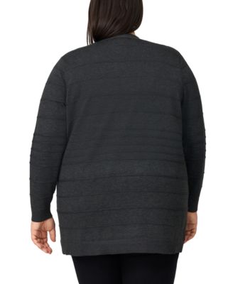 Plus Size Textured Stripe Cardigan Sweater