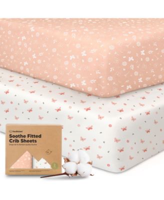 2pk Soothe Fitted Crib Sheets Neutral, Baby Crib Sheets, Fits Standard Nursery Baby Mattress