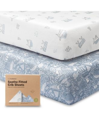 2pk Soothe Fitted Crib Sheets Neutral, Baby Crib Sheets, Fits Standard Nursery Baby Mattress