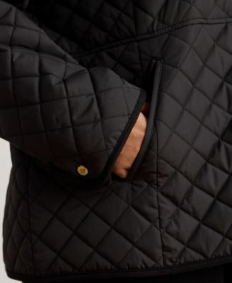 Plus Size Faux-Sherpa-Collar Quilted Coat