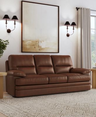 David 93" David Pecan Leather Sofa