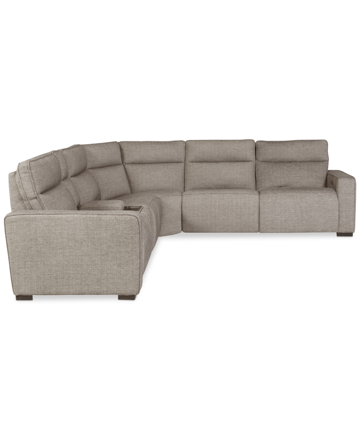 Macy's Miren 6-pc. Fabric Sectional With 3 Power Headrest Recliners With Console, Exclusively At  In Neutral