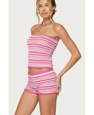 Women's Nola Striped Textured Knit Strapless Top