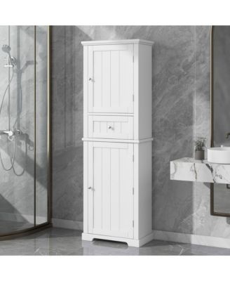67.3"H Tall Bathroom Cabinet with Drawer, Adjustable Shelf, Painted MDF