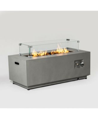42inch Rectangle Steel Fire Pit Outdoor Fire Table with Glass Wind Guard