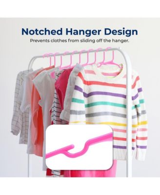 60 Pcs. Non-Slip Plastic Kids Hangers - Durable and Space-Saving Closet Organizers for Infants, Toddlers, and Kids&#39; Clothing (Pink