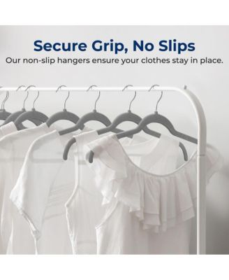 100-Piece Velvet Shirt Hangers - Non-Slip, Sturdy, Space Saving and Heavy Duty Coat Set with 360&amp;#xB0; Swivel Hook for Clothes (Grey