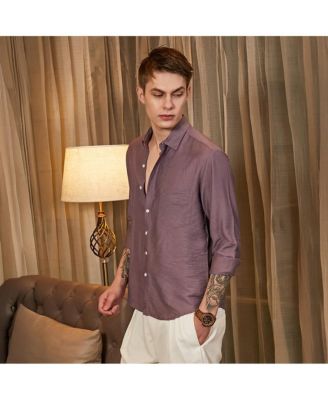 Men's Grape Purple Breezy Wrinked Relaxed Shirt