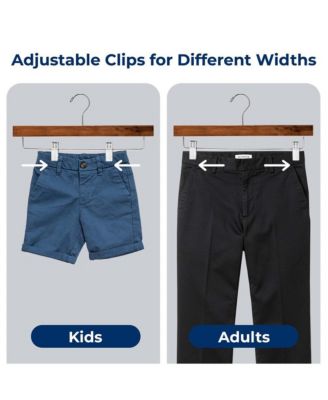 SereneLife 30 Pcs. Premium Wooden Pants Hangers - Heavy Duty Hanger Set with Chrome 360° Swivel Hook (Retro)